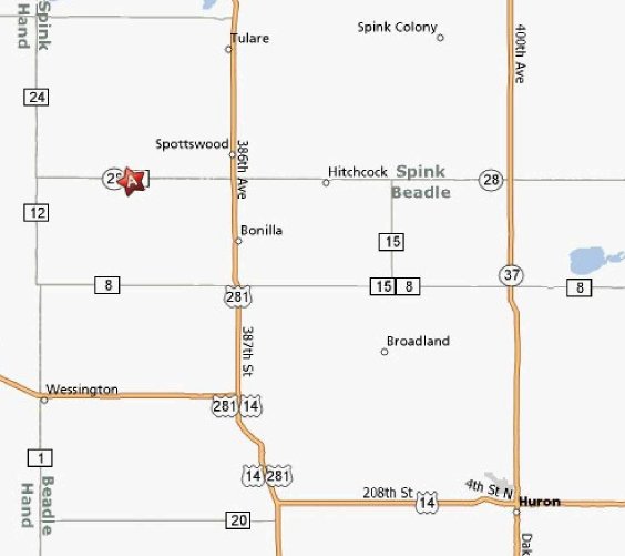 Map to Kohnen's Dakota Pheasant Acres